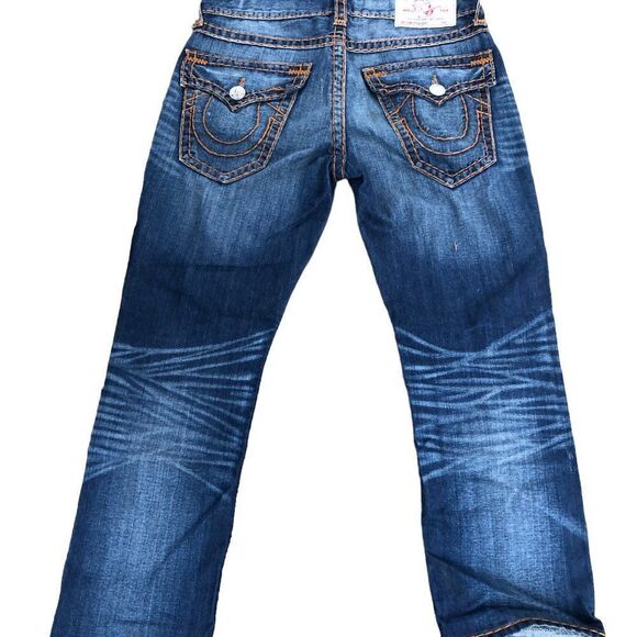 RARE Double Stitch True Religion Jeans Size 32 STRAIGHT SUPER T Blue - Picture 4 of 11